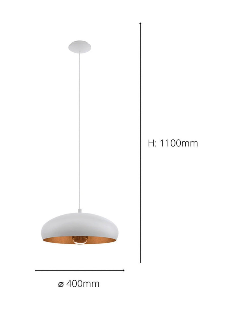 Eglo white copper Mogano vintage ceiling pendant - British product