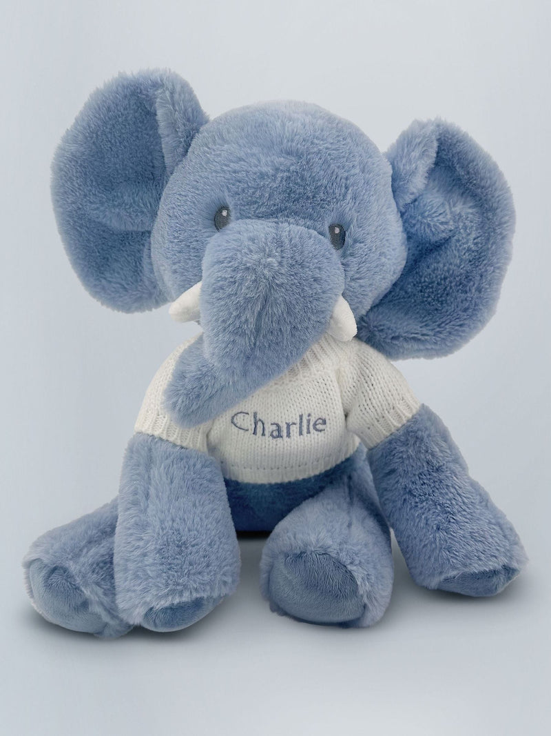 Babyblooms personalised white soft toy elephant 25cm - British product