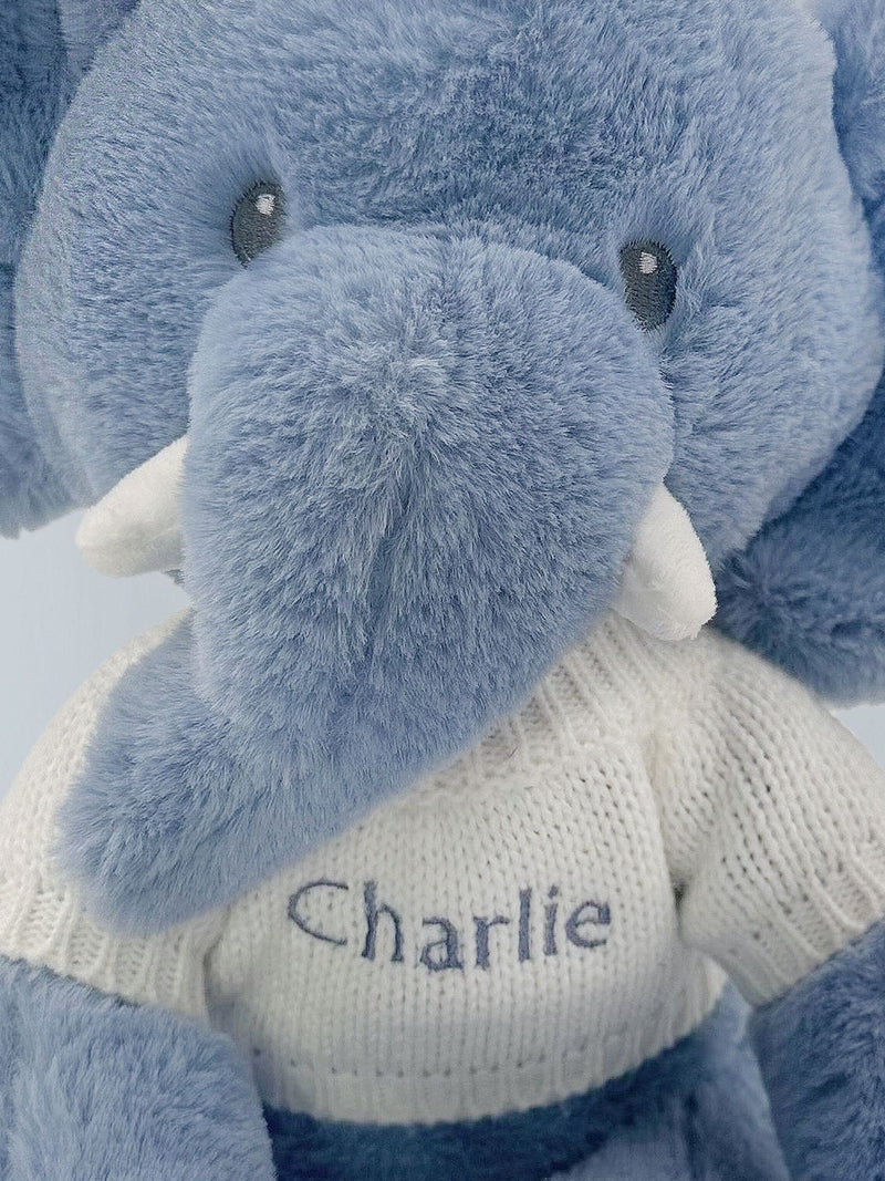 Babyblooms personalised white soft toy elephant 25cm - British product