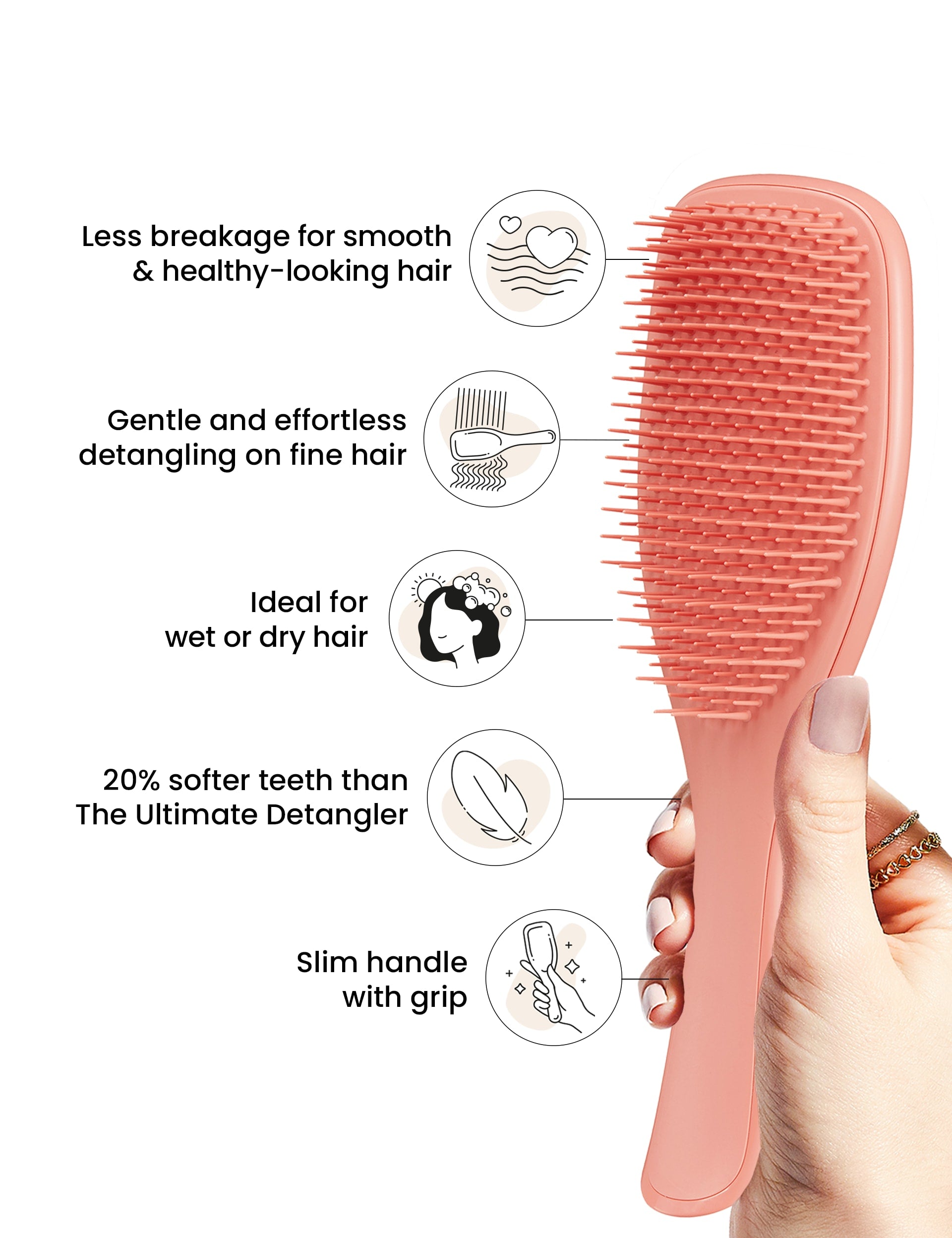Tangle Teezer hair detangler brush Fine & Fragile Sweet Cinnamon 90g (British brand)