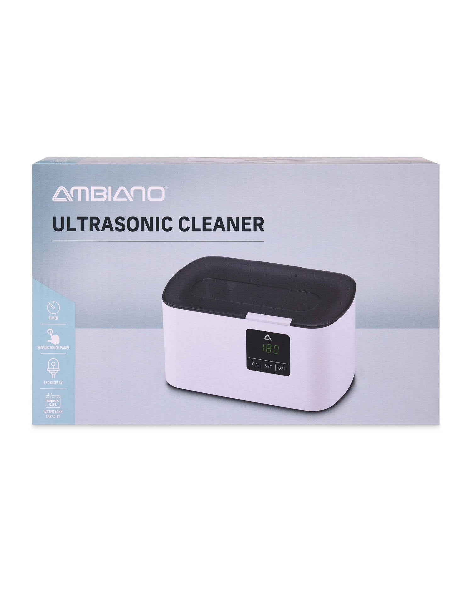 Ultrasonic cleaner with digital timer and 500ml tank (British brand)