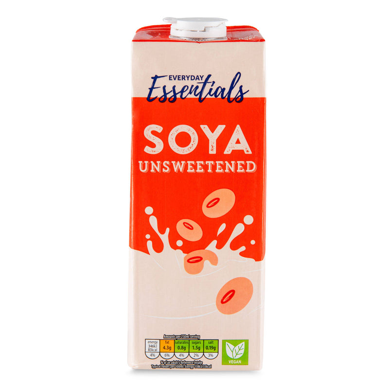 Unsweetened soya drink, vegan and gluten-free, UK version