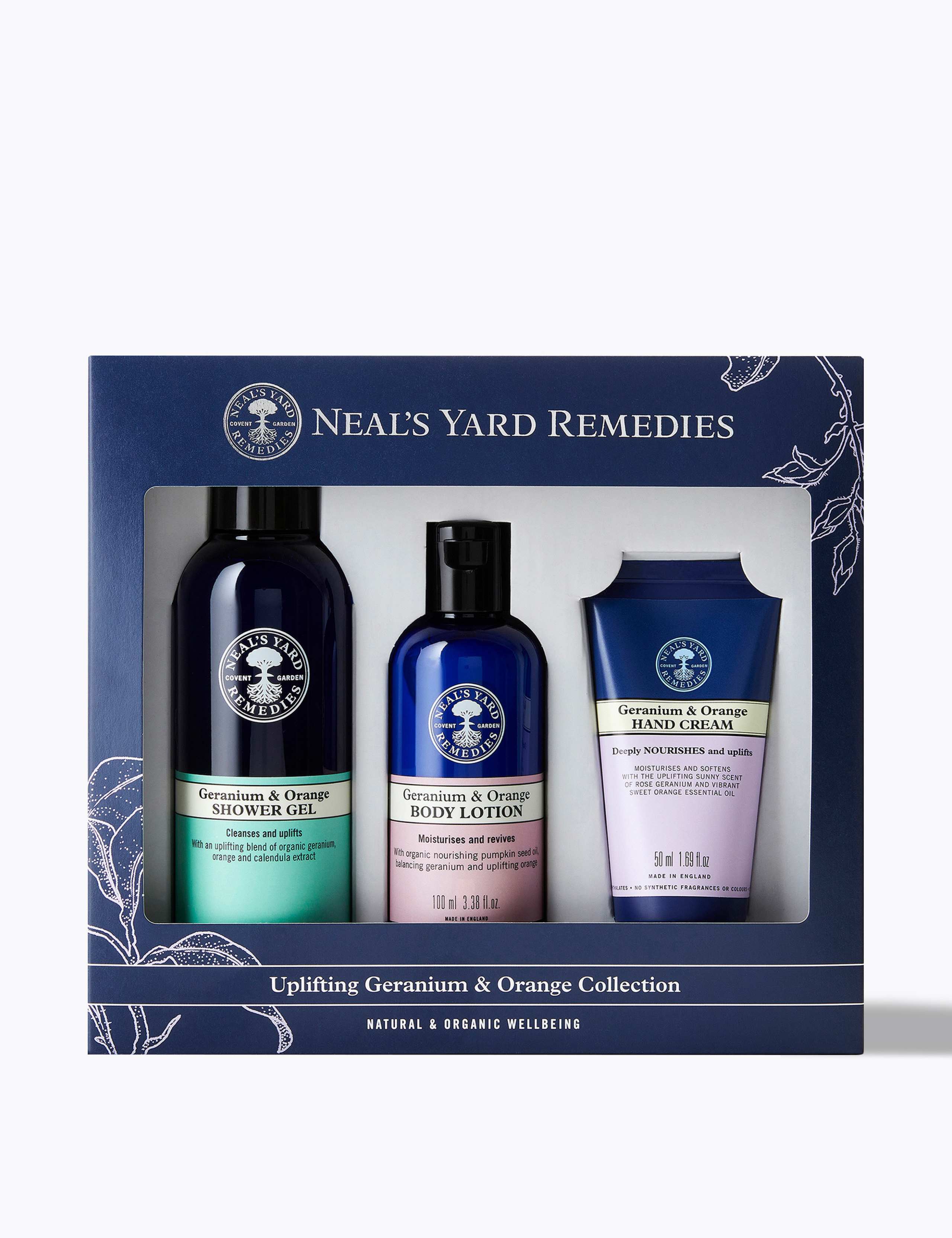 Neal's Yard Remedies uplifting geranium and orange gift set (British brand)