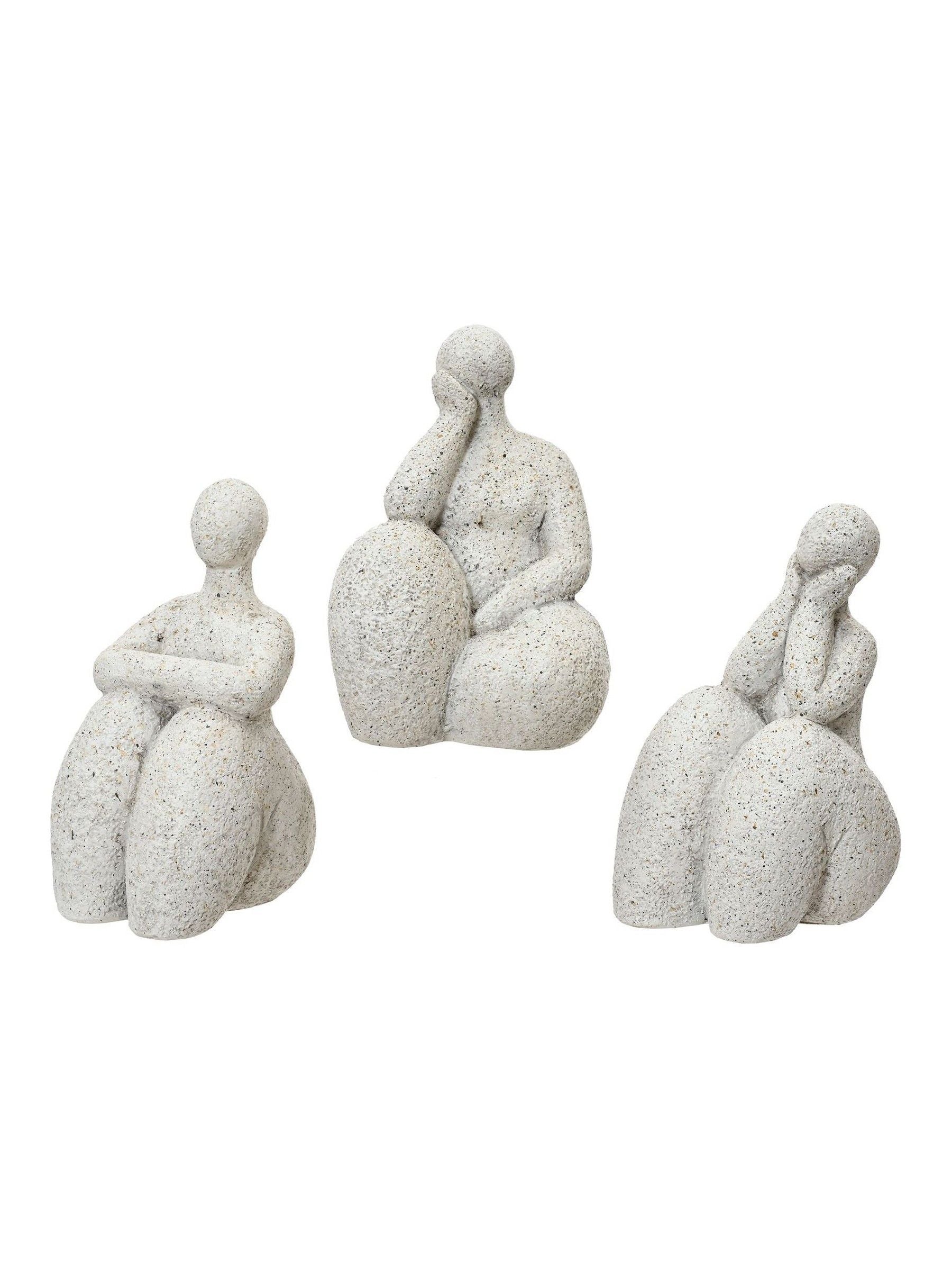 Decoris Set of 3 Lady Sculpture Decorations polyresin UK version
