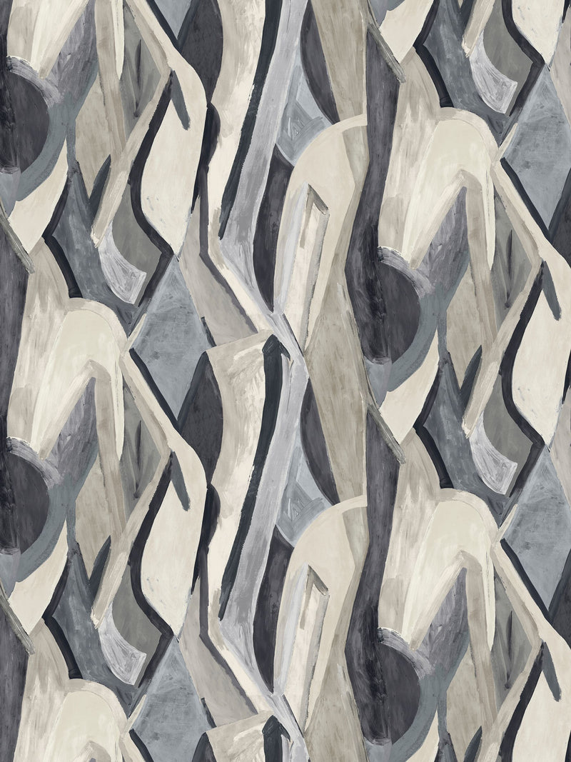 Clarke and Clarke Noir Banner Dynamic Metropolitan A4 Wallpaper Sample