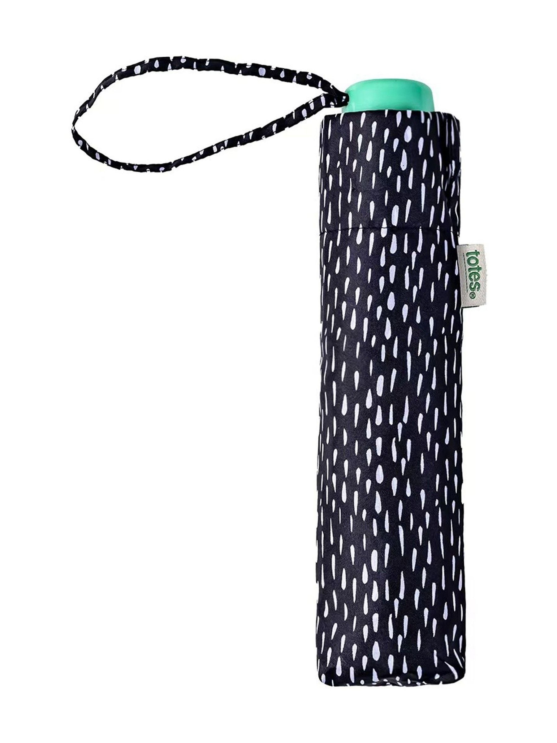 Totes Black Supermini Print Umbrella