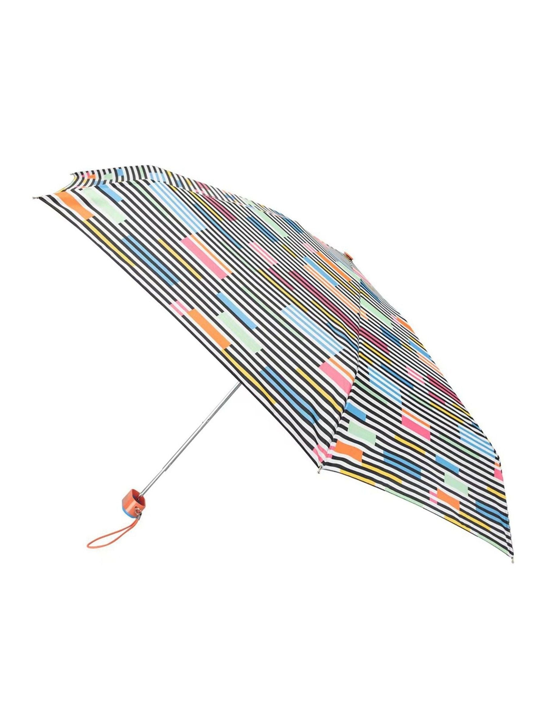 Totes Compact Flat Striped Clouds Print Umbrella