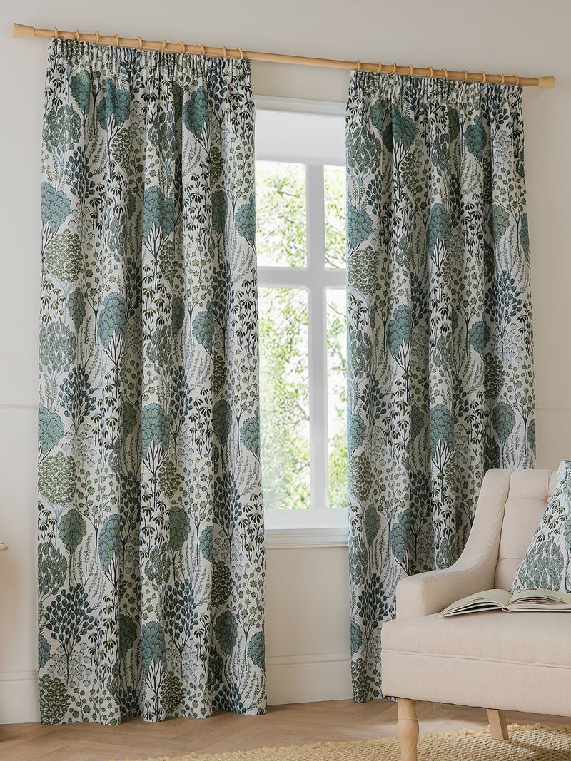Wylder Ophelia floral jacquard pencil pleat curtains - British product
