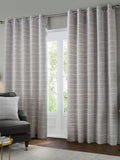 Paoletti silver jupiter chenille jacquard eyelet curtains, UK version