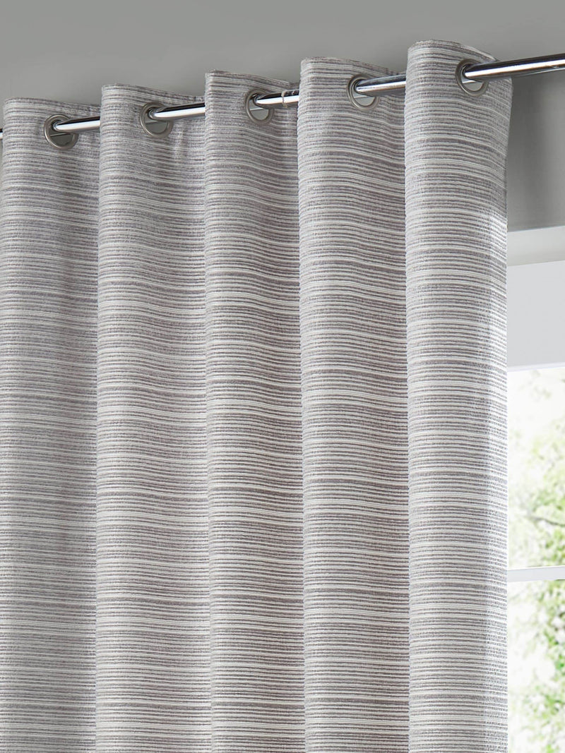 Paoletti silver jupiter chenille jacquard eyelet curtains, UK version