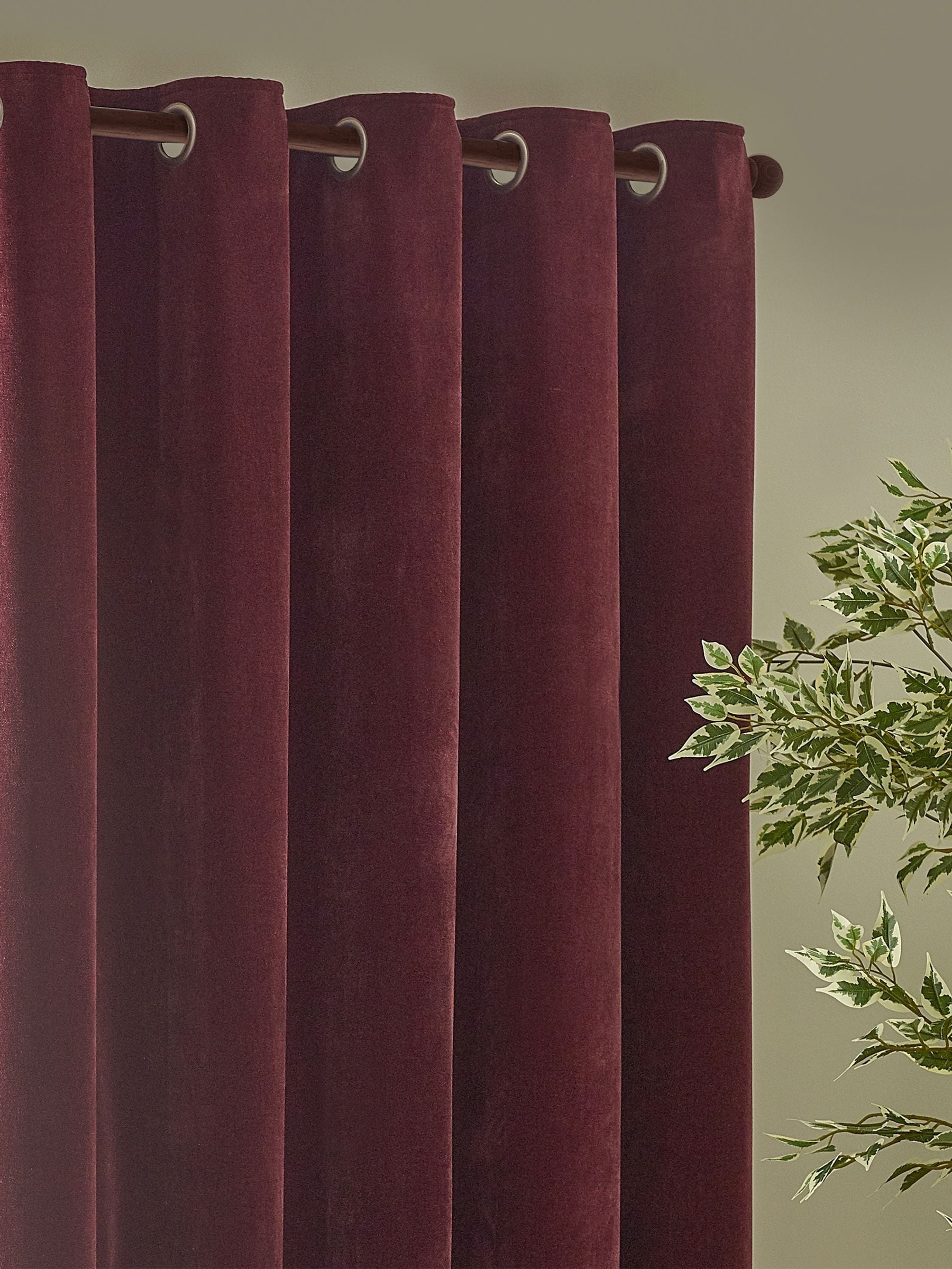 Yard Beetroot Red Heavy Chenille Lined Eyelet Curtains