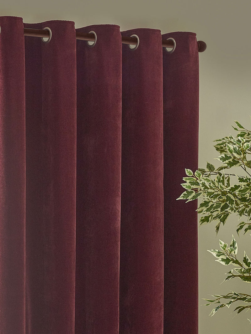 Yard Beetroot Red Heavy Chenille Lined Eyelet Curtains