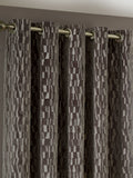 Paoletti brown Manhattan velvet fully lined eyelet curtains, UK version