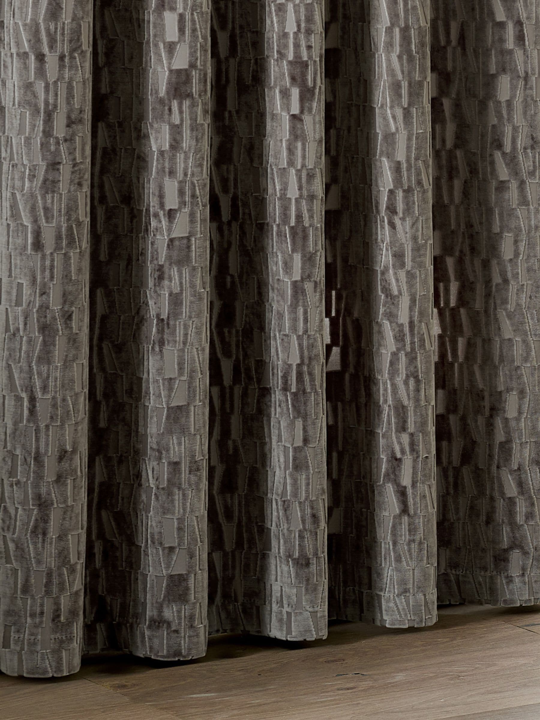 Paoletti brown Manhattan velvet fully lined eyelet curtains, UK version