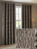 Paoletti brown Manhattan velvet fully lined eyelet curtains, UK version