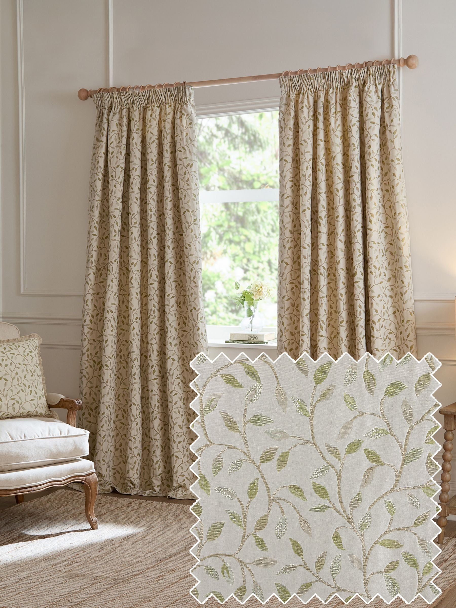 Voyage Maison green cervino floral jacquard curtains 229x183cm (British brand)