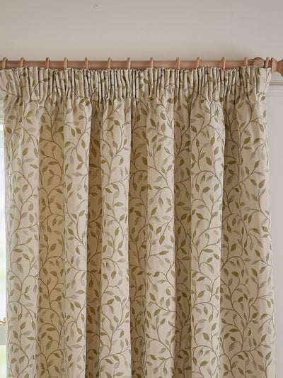 Next Voyage Maison Cervino Green Floral Jacquard Pencil Pleat Curtains 229cm x 183cm- Buy online at McGrocer