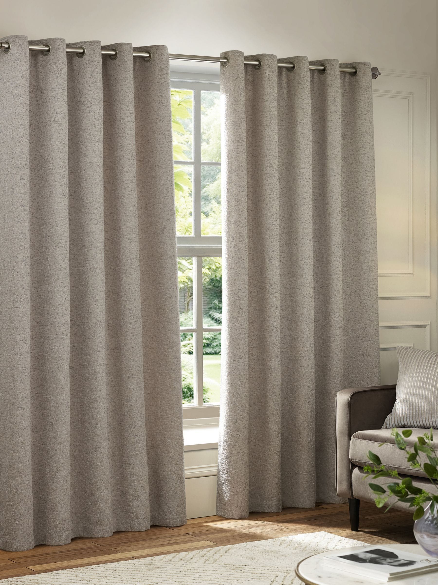 Paoletti Silver Galaxy chenille room darkening curtains, UK version