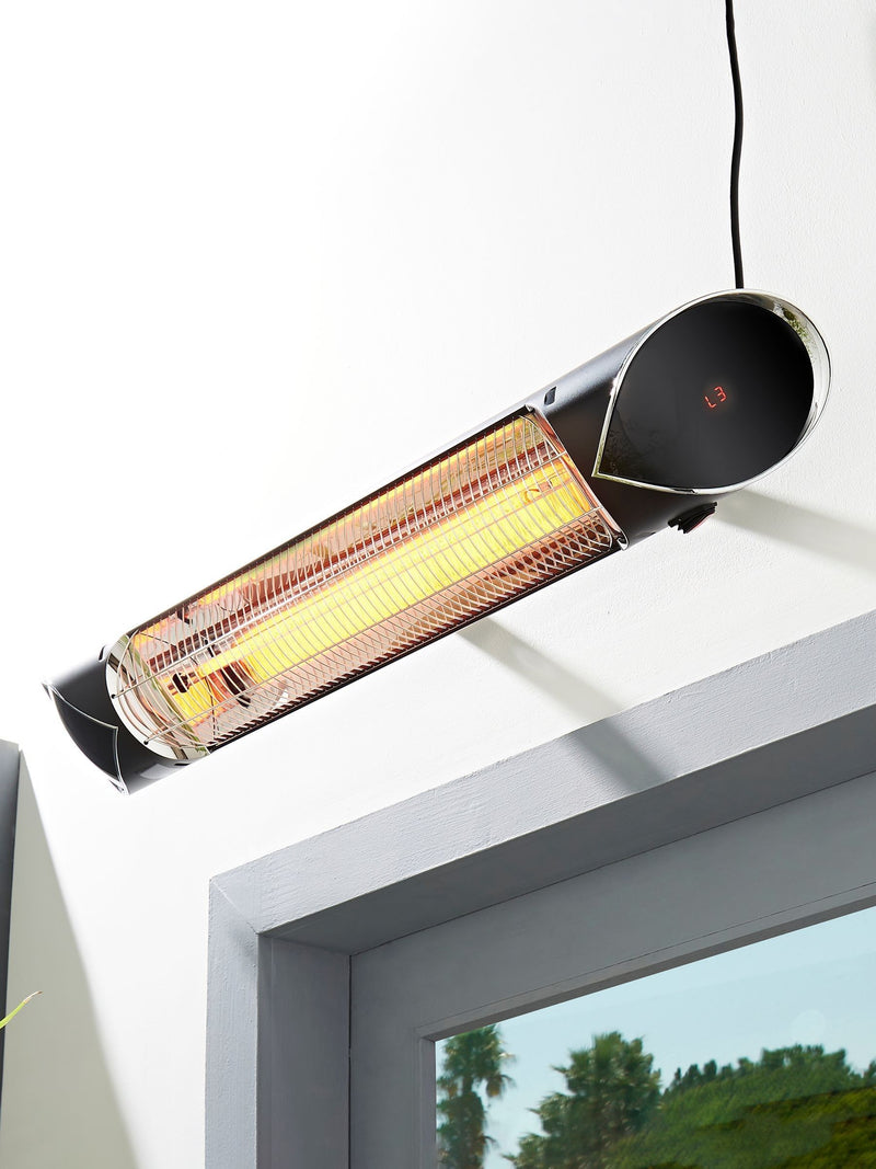 BHS black wall mount patio heater 2KW remote timer (British brand)