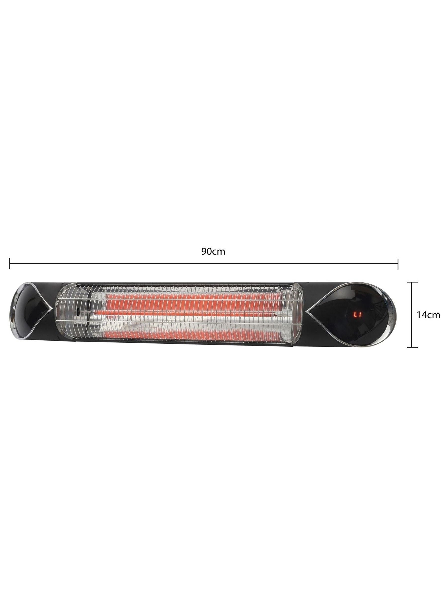 BHS black wall mount patio heater 2KW remote timer (British brand)