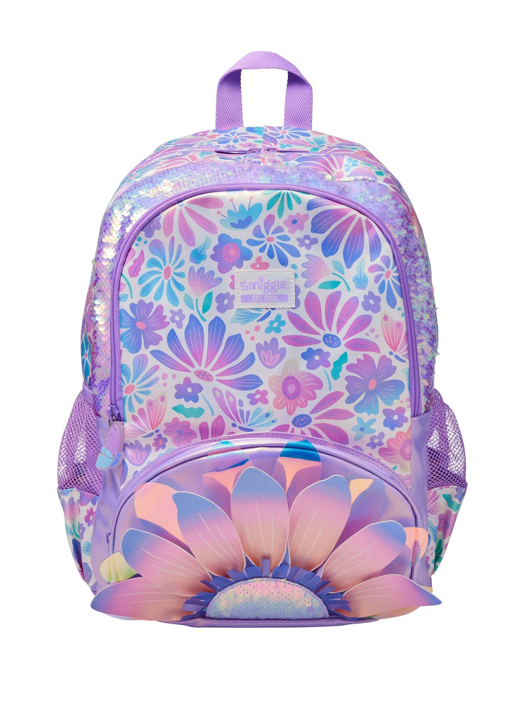 Smiggle Purple Bloom Classic Backpack, imported from the UK