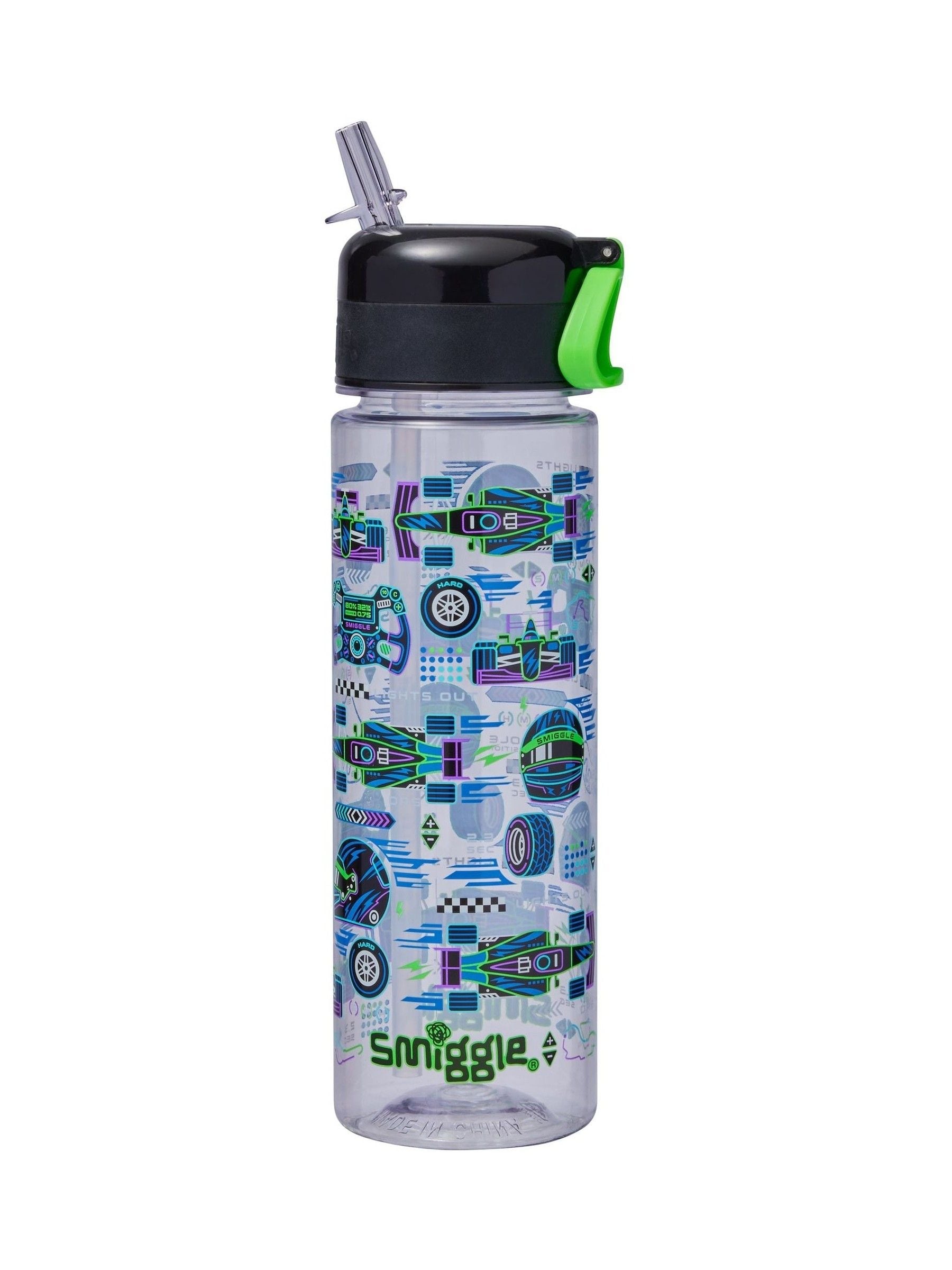 Smiggle Blue Accelerate plastic drink bottle 650ml, imported from the UK