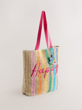 Little Bird by Jools Oliver multi rainbow raffia tote bag, UK version