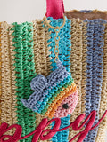 Little Bird by Jools Oliver multi rainbow raffia tote bag, UK version