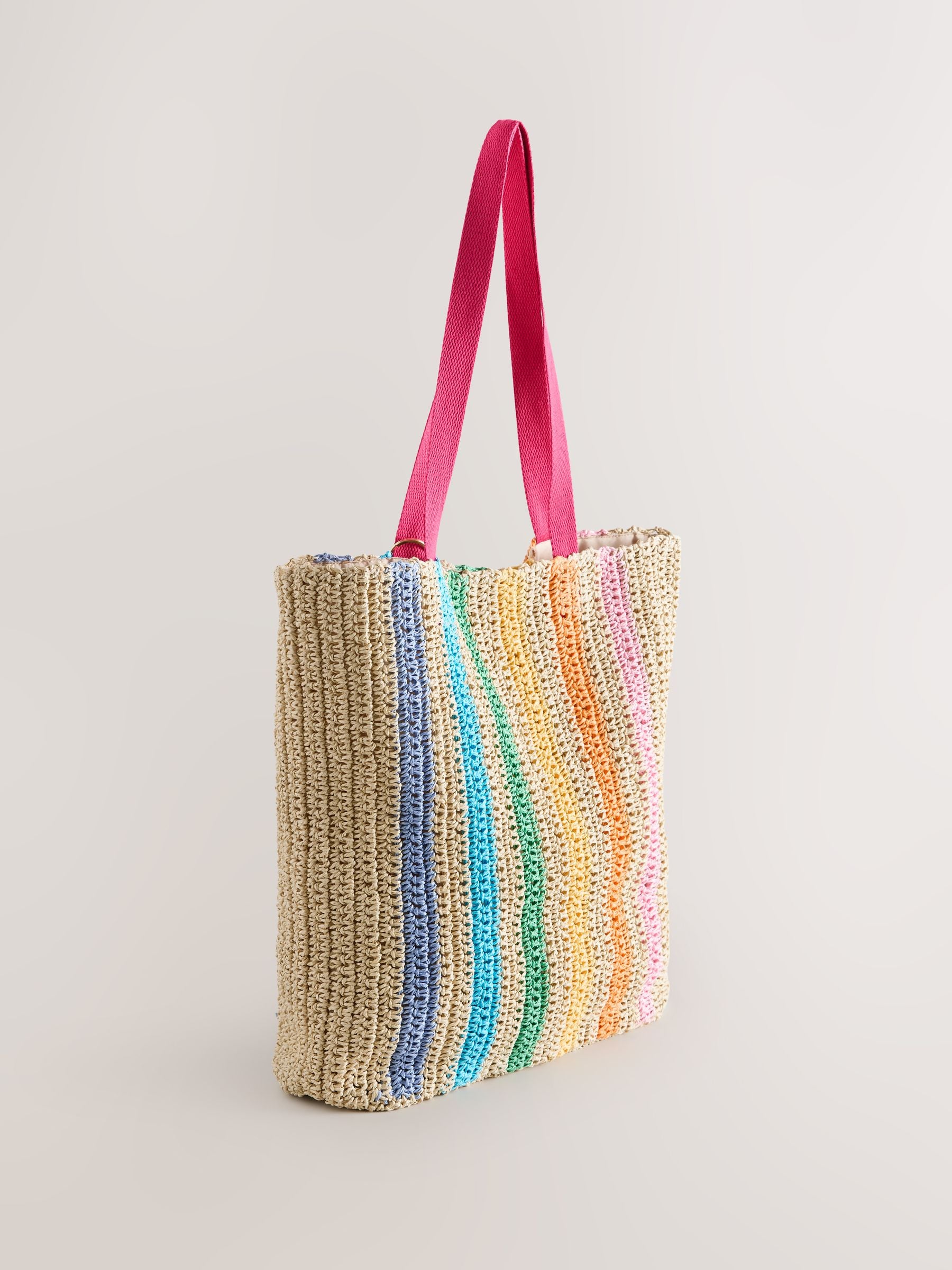 Little Bird by Jools Oliver multi rainbow raffia tote bag, UK version