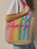 Little Bird by Jools Oliver multi rainbow raffia tote bag, UK version