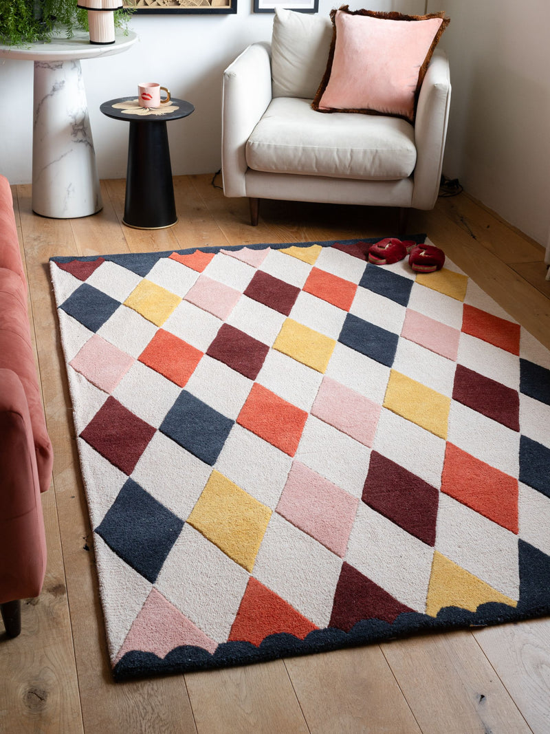 Rockett St George harlequin wool tufted rug (British brand)