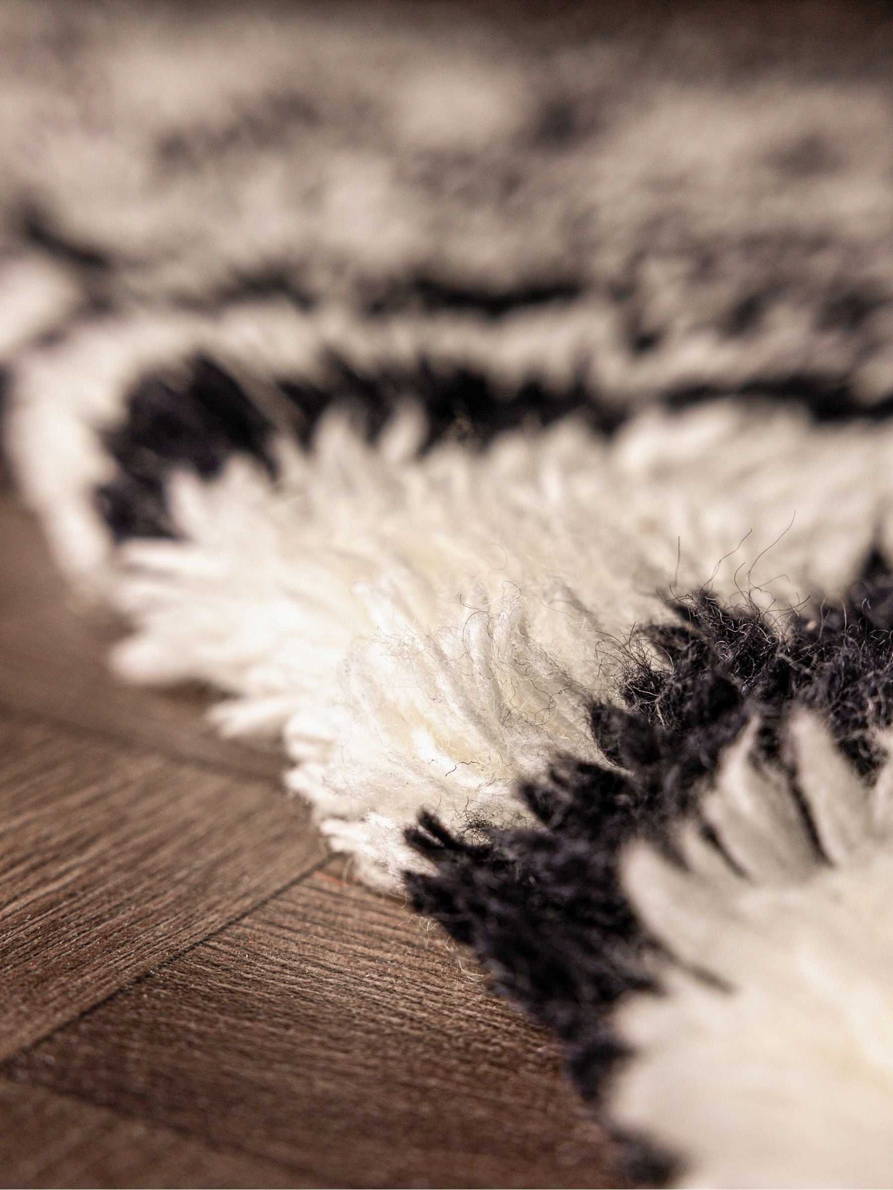 Rockett St George black dirty zebra shaggy berber rug (British brand)