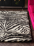 Rockett St George black dirty zebra shaggy berber rug (British brand)