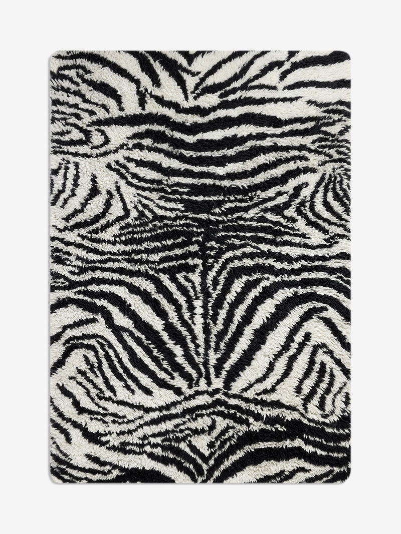 Rockett St George black dirty zebra shaggy berber rug (British brand)