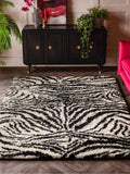 Rockett St George black dirty zebra shaggy berber rug (British brand)