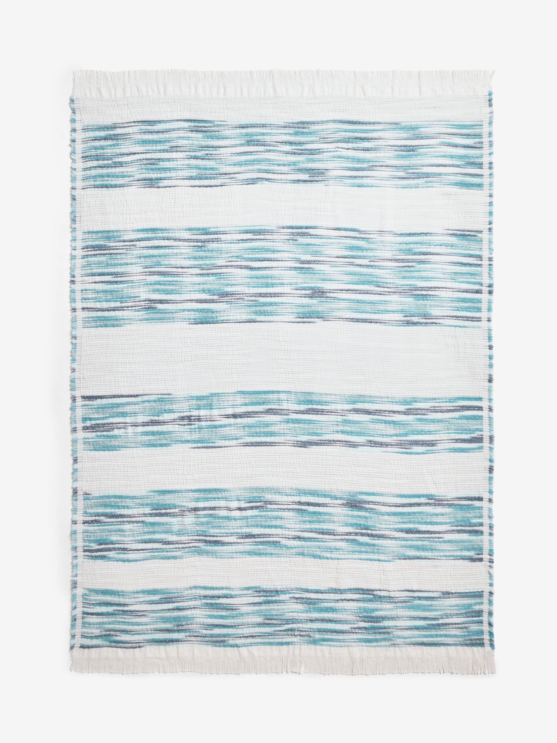 FatFace blue textured ombre stripe throw 180cm (British brand)