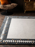 Rockett St George wool rug black diamond border, imported from the UK