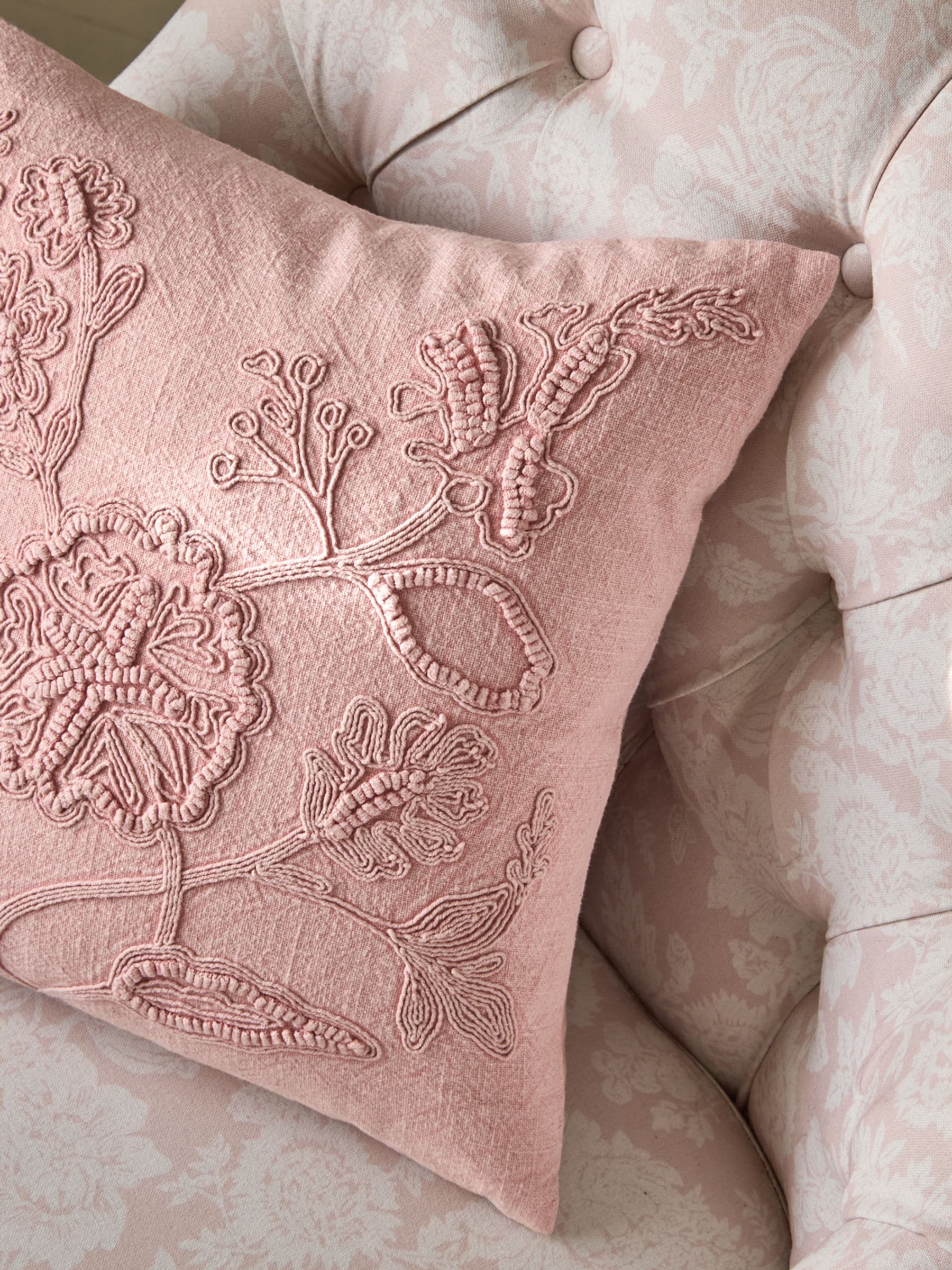 Shabby Chic pink Cornelli stone wash textured cushion 45cm, UK version