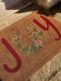 Shabby Chic Pink Joy Floral Slogan doormat, UK version