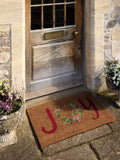 Shabby Chic Pink Joy Floral Slogan doormat, UK version
