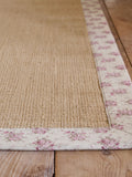 Shabby Chic pink floral border sisal rug, UK version