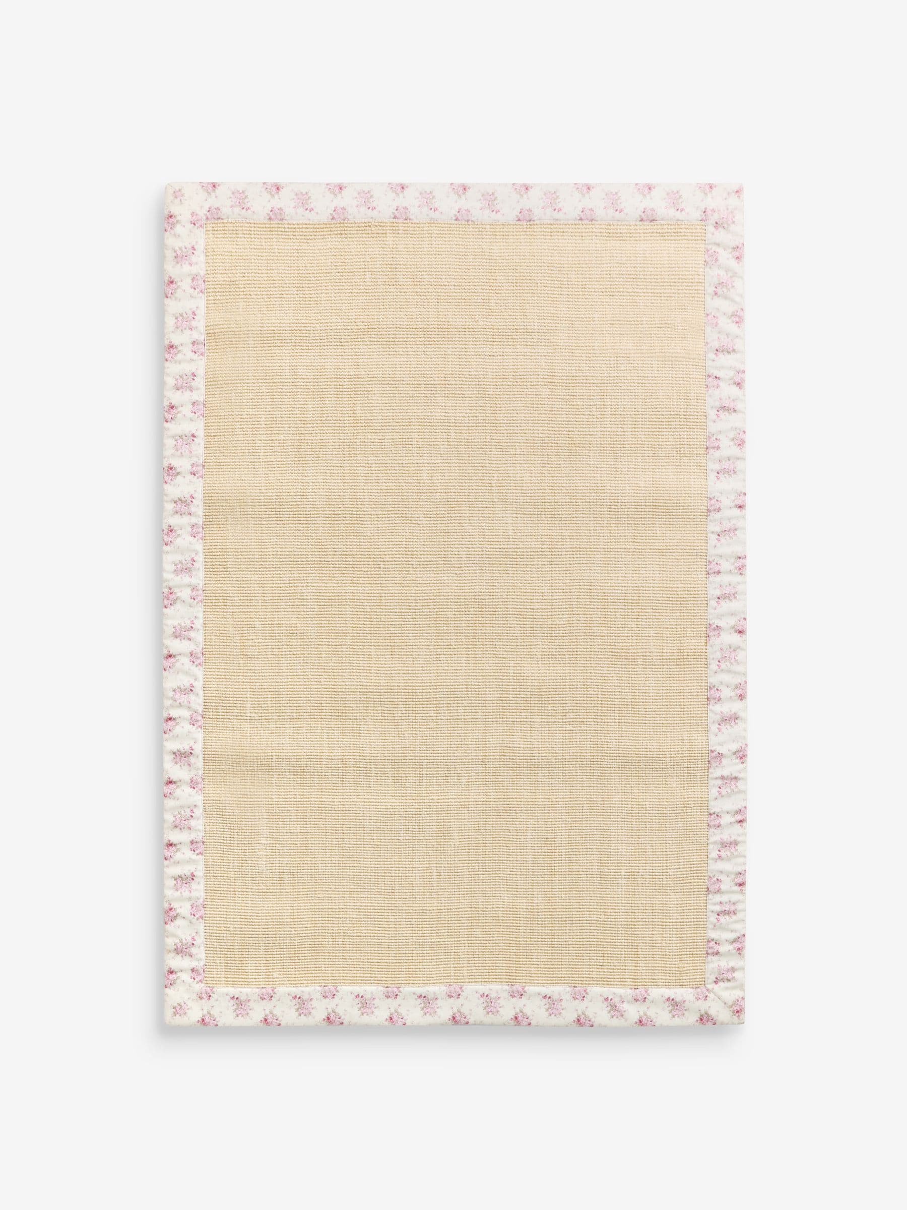 Shabby Chic pink floral border sisal rug, UK version