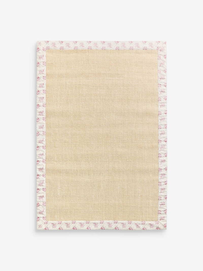 Shabby Chic pink floral border sisal rug, UK version