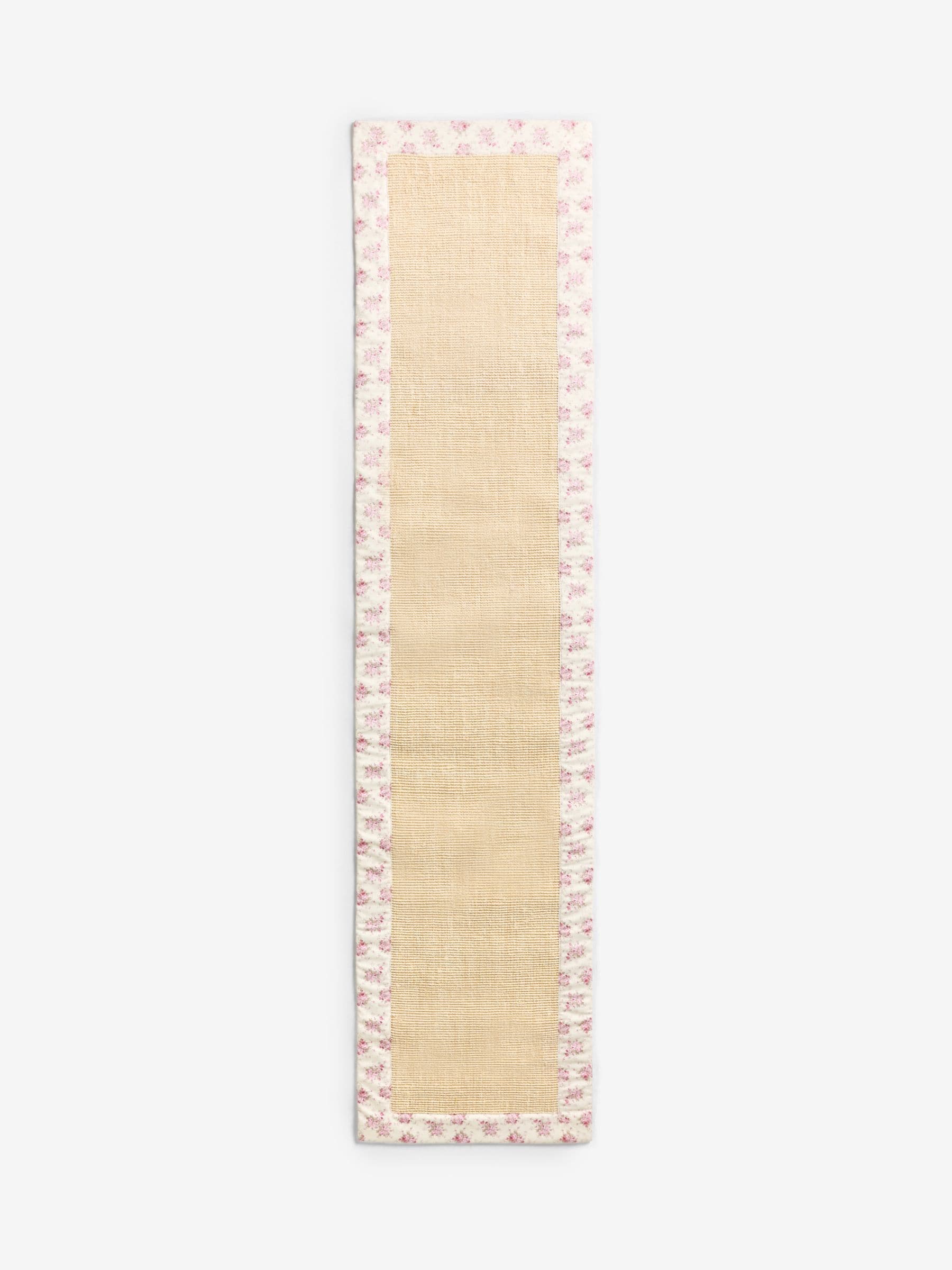 Shabby Chic pink floral border sisal flatweave runner (British brand)