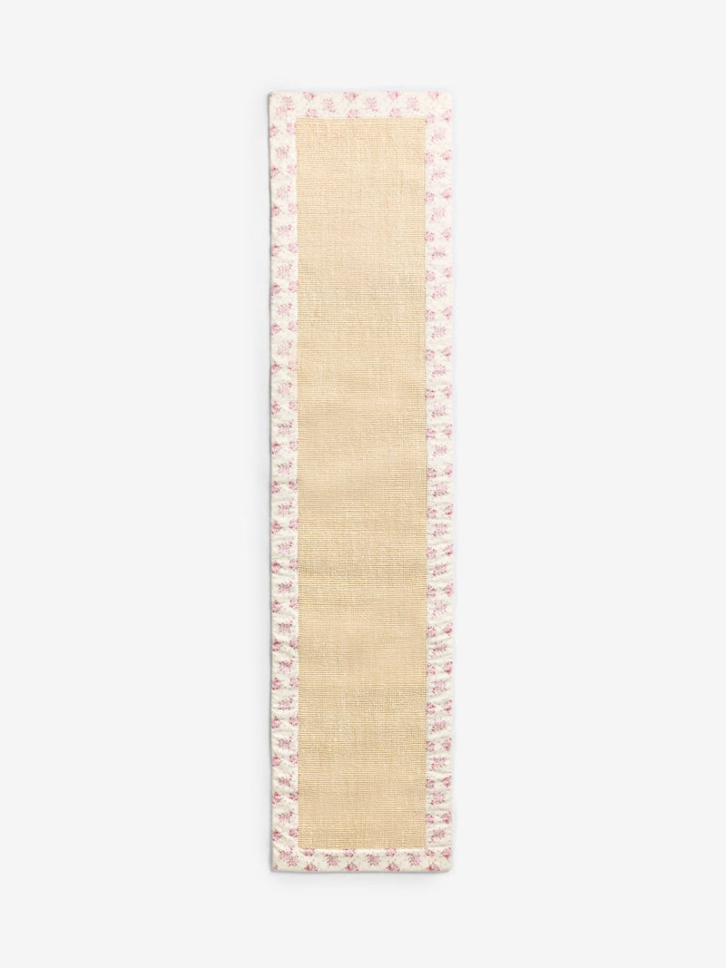 Shabby Chic pink floral border sisal flatweave runner (British brand)