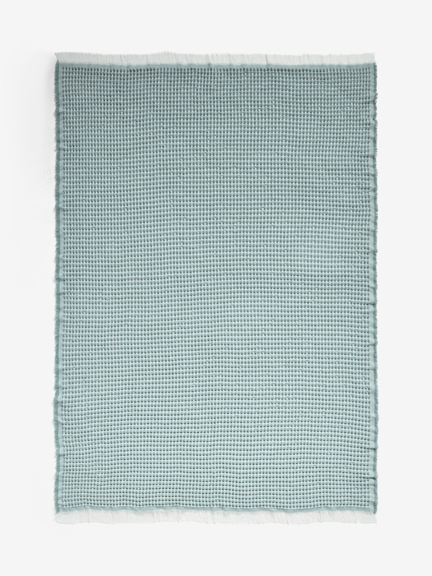 FatFace teal blue textured waffle throw (British brand)