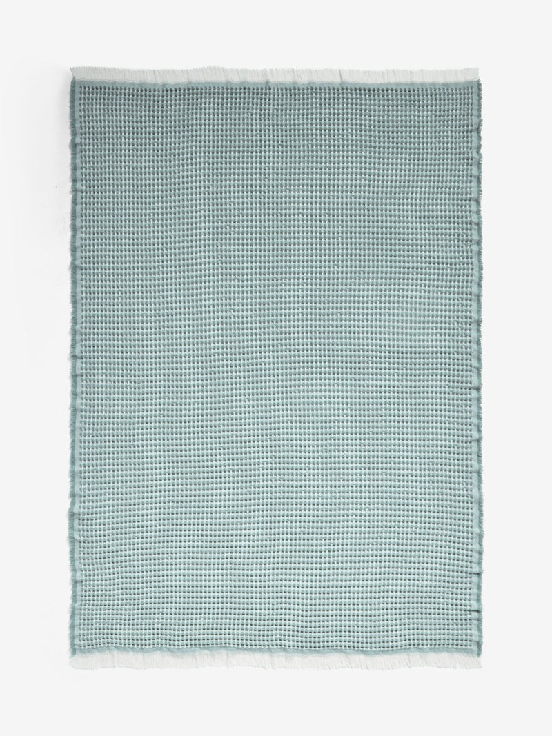 FatFace teal blue textured waffle throw (British brand)