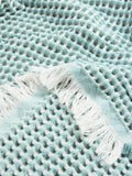 FatFace teal blue textured waffle throw (British brand)