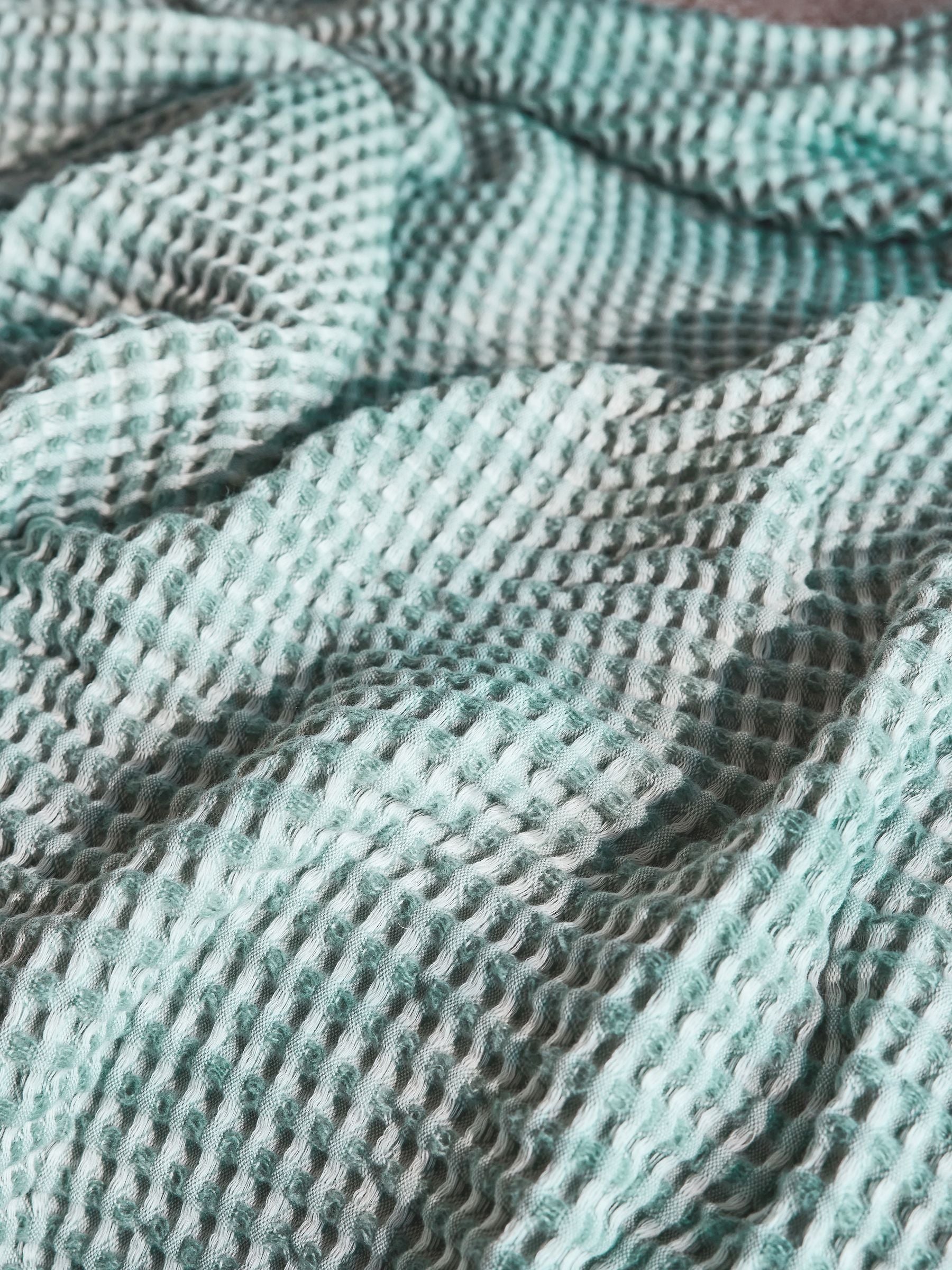 FatFace teal blue textured waffle throw (British brand)