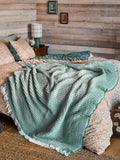 FatFace teal blue textured waffle throw (British brand)